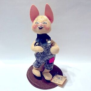 Annalee Farm Rabbit/Boy RARE Posable W/Tag Decor Homestead VTG  Stuffed Easter